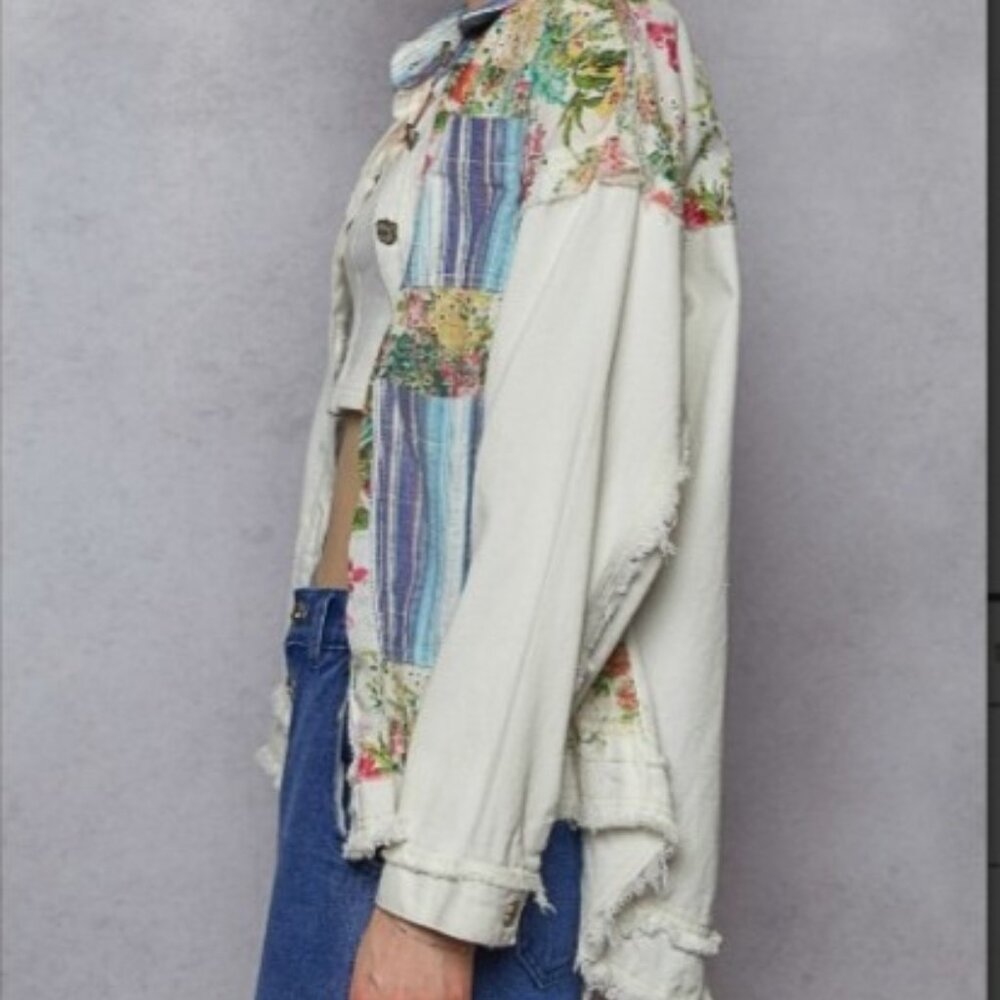 POL oversized fit top Jacket Shacket twill with back button placket NWT - Picture 5 of 6